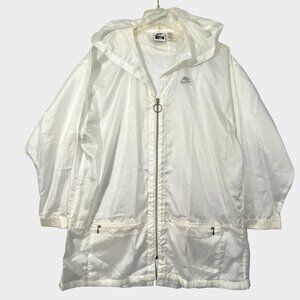 Vintage Nike Elite Windbreaker Jacket Womens Large White Hood Full Zip Pockets